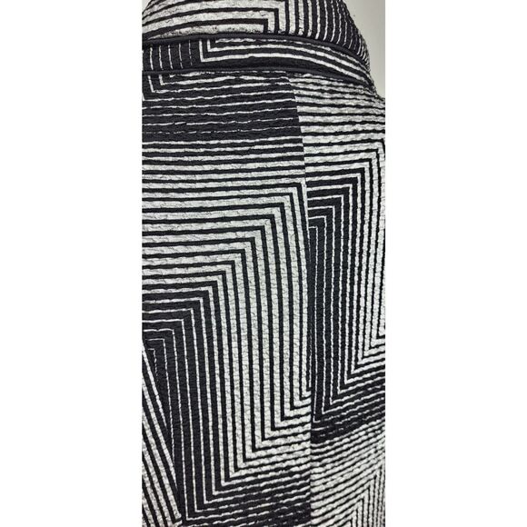 Joseph Ribkoff Chevron Print Black & Silver Tiered High Collar Peplum Jacket - Picture 12 of 14